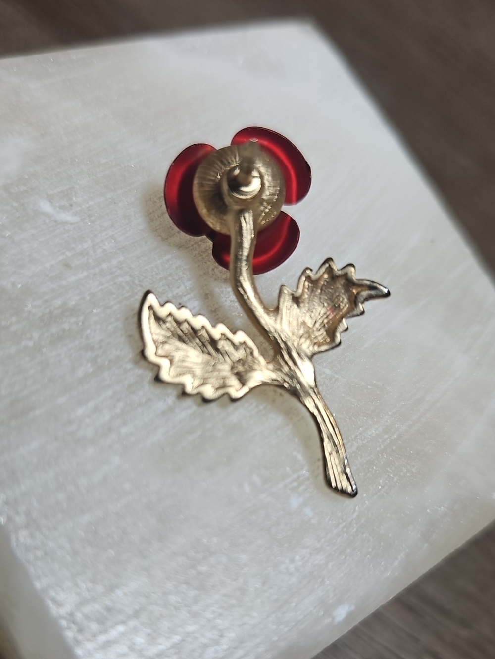 Red Rose Pin With Rhinestone Accent - Picture 6 of 9